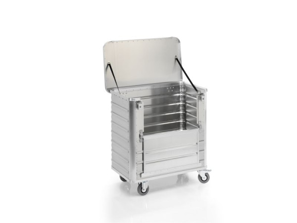 Gmöhling Transportwagen, Abklappbare Längswand, mit Deckel + Schlösser, G®-TRANS D 3508 / 360 l, Aluminium, 220350832
