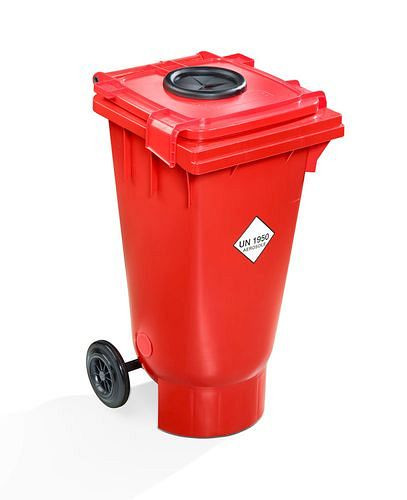 DENIOS transportcontainer met opening voor lege spuitbussen, 120 liter, 271-776