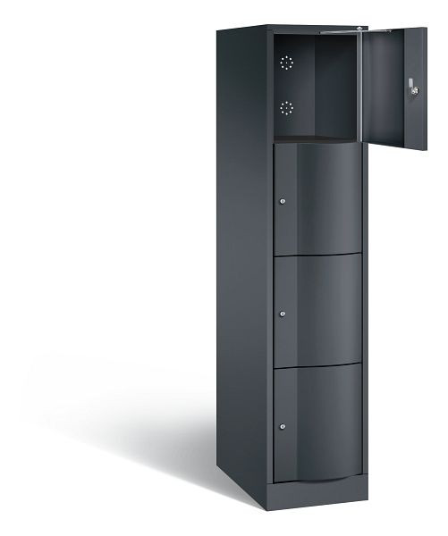 C+P XL lockerkast Resisto, H1950xB396xD640mm, kleur: zwart-grijs, 8470-173 S10013
