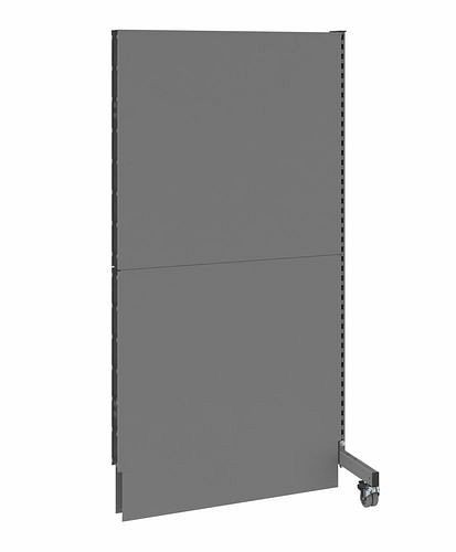 DENIOS mobiele akoestische scheidingswand, opzetpaneel, B 1000, H 2000 mm, eenzijdige akoestische geperforeerde plaat, grijs, 293075
