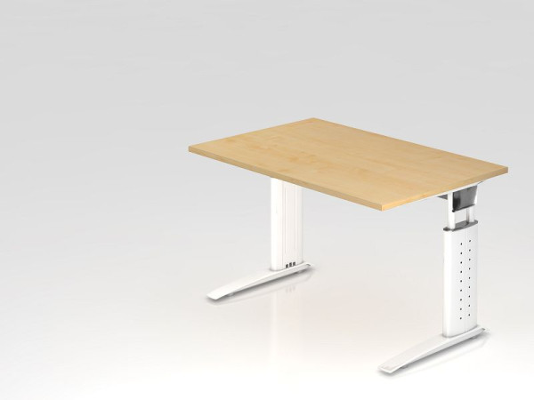Hammerbacher bureau C-poot 120x80cm esdoorn/wit, werkhoogte 68-86 cm verstelbaar, VUS12/3/W
