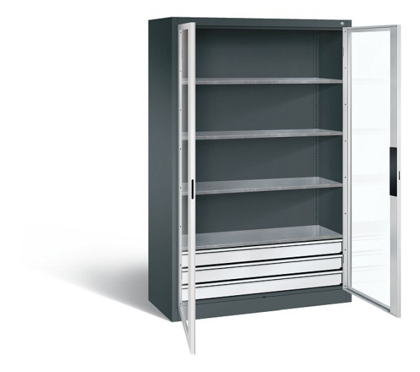 C+P gereedschapskast Acurado, H1950xB1200xD500mm, kleur: antracietgrijs/lichtgrijs, verzonken handgreep, 8931-5532 S10002