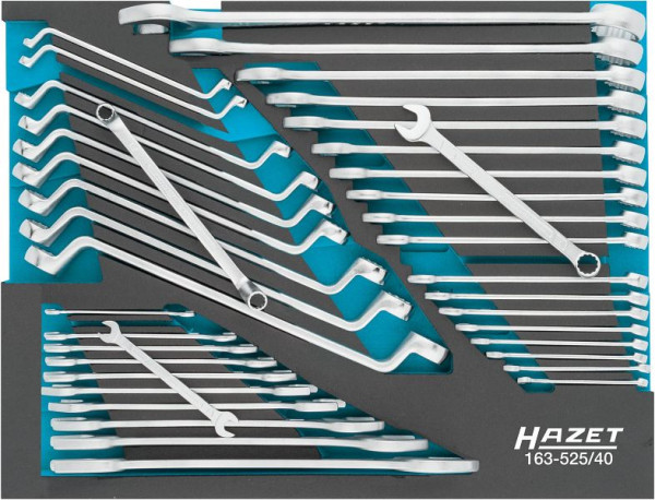 Hazet-sleutelset, uitwendig zeskantprofiel, uitwendig dubbel zeskant tractieprofiel, 6 - 36, aantal gereedschappen: 40, 163-525/40