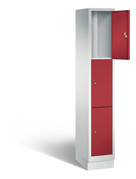 C+P lockerkast Evolo, H1800xB320xD500mm, kleur: lichtgrijs/robijnrood, 48020-103 S10055