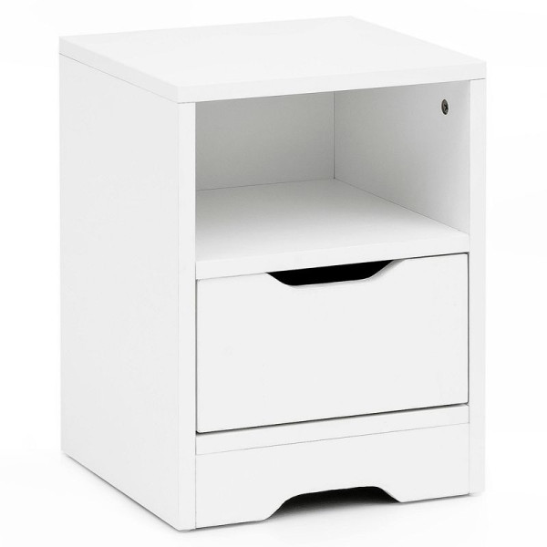 Wohnling nachtconsole 31x43x31cm wit mat 1 lade en opbergvak, WL5.700