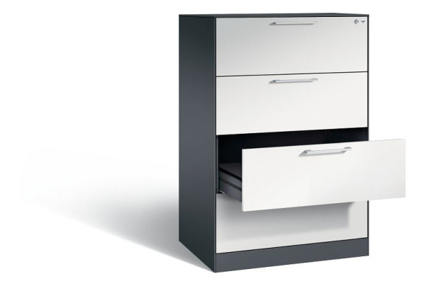 C+P archiefkast Asisto, H1310xB800xD600mm, kleur: zwartgrijs/lichtgrijs, beugelgreep, 146223-422 S10026
