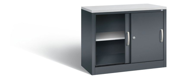 C+P dressoir met schuifdeuren Acurado, H720xB1000xD400mm, kleur: antracietgrijs, beugelgreep, 2 niveaus, 5725-00 S10094