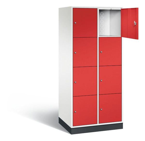 C+P XL lockerkast Intro, H1950xW820xD590mm, kleur: verkeerswit / vuurrood, 8470-203 S10073