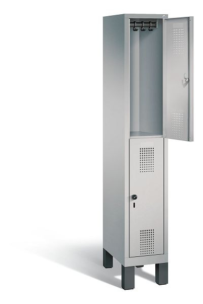 C+P locker dubbeldekker Evolo, H1850xB320xD500mm, kleur: wit aluminium, 48310-10 S10105