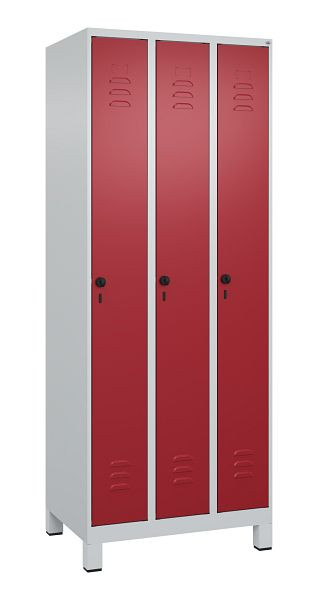 C+P Umkleidespind Classic PLUS, Füße, 3 Abteile, 1950x750x500mm, 7035/3003, Drehriegel, 080010-39 S10001