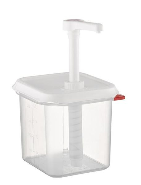 APS GN 1/6 doseerdispenser, 17,6 x 16,2 cm, hoogte: 27 cm, polypropyleen, 2,6 liter, verdringingsvolume 30 ml, 93280