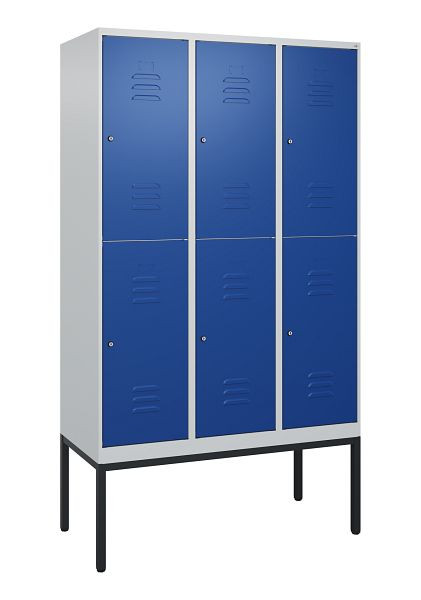 C+P dubbeldekskast Classic PLUS, frame, 3 vakken, 2120x1200x500mm, 7035/5010, cilindersloten, 0803307-32 S10018