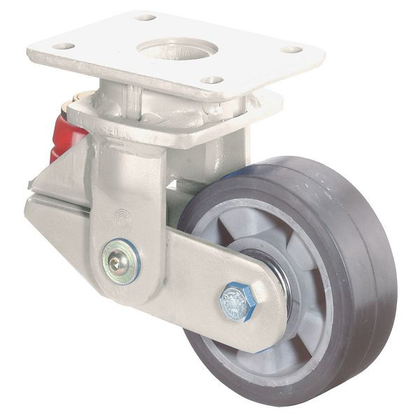 BS-wielen Geveerde zwaarlastwielen, breedte 50 mm, Ø125 mm, tot 220 kg, zwarte elastische banden, aluminium wiellichaam, kogellagers, T100.B80.125