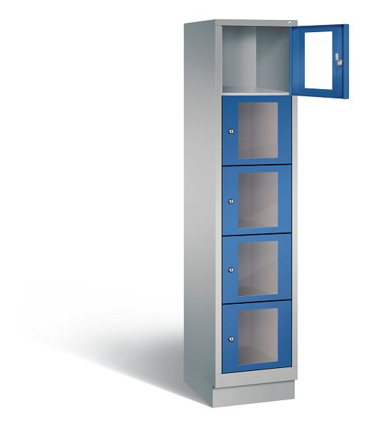 C+P lockerkast Classic, H1800xB420xD500mm, kleur: wit aluminium / gentiaanblauw, 8020A125 S10010