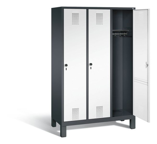 C+P garderobekast Evolo, H1850xB1200xD500mm, kleur: zwartgrijs / verkeerswit, 48010-32 S10310
