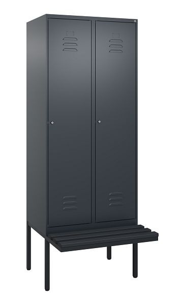 C+P Umkleidespind Classic PLUS, 2 Abteile, 2120x800x815mm, 7016/7016, Zylinderschlösser, 0800407-22 S10027