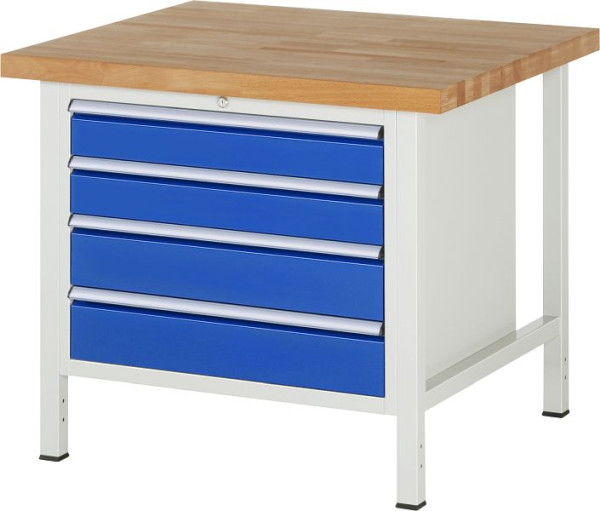 RAU werkbank serie 8000 - frameconstructie (gelast frame), onderbouw container (4x laden), 1000x840x900 mm, 03-8262A2-109B4S.11