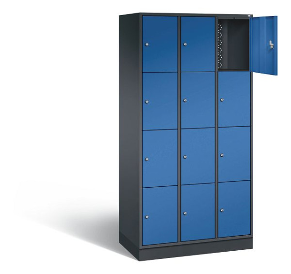 C+P lockerkast Intro, H1950xW920xD490mm, kleur: zwartgrijs / gentiaanblauw, 8470-301 S10138