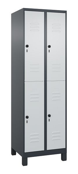 C+P Doppelstöckiger Spind Classic PLUS, Füße, 2 Abteile, 1950x600x500mm, 7016/7035, 080310-20 S10013