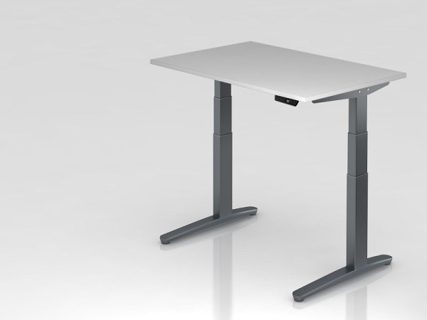Hammerbacher elektrisch zit-sta bureau 120x80cm grijs/grafiet, rechthoekige vorm, VXBHM12/5/GG