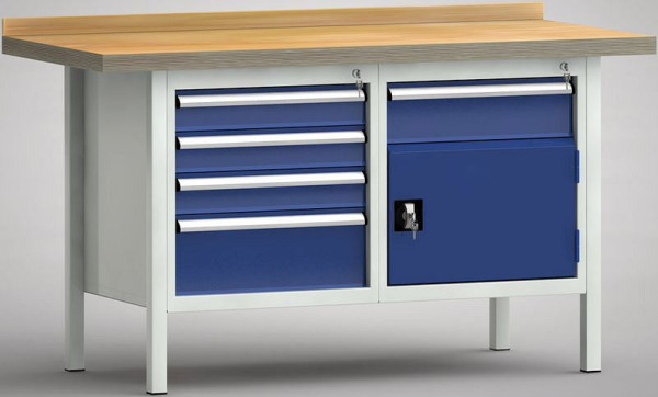 KLW standaard werkbank - 1500 x 700 x 840 mm L x D x H, WS177N-1500M40-E7020