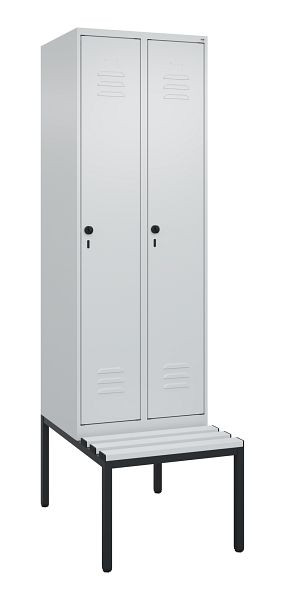 C+P luierkastje Classic PLUS, met onderbank, 2 vakken, 2120x600x815mm, 7035/7035, draaibare sluiting, 0800507-20 S10039