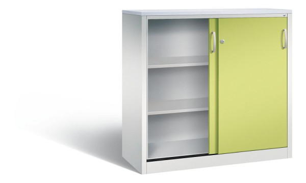 C+P dressoir met schuifdeuren Acurado, H1200xB1200xD500mm, kleur: lichtgrijs/maaggroen, beugelgreep, 3 niveaus, 2057-1200 S10277