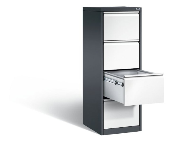C+P hangarchiefkast Acurado, H1357xB433xD590mm, kleur: zwartgrijs / verkeerswit, handgreep, 12434-311 S10117