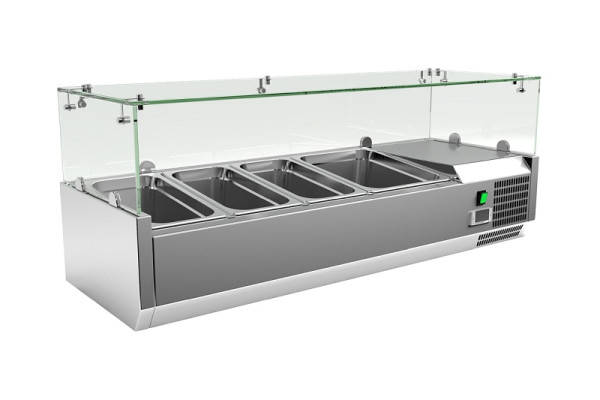 Gastro-Inox RVS koelvitrine 3x GN1/3 + 1x GN 1/2, 209.125