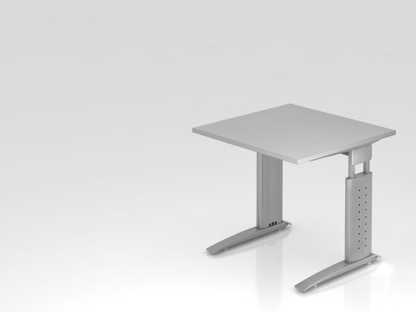 Hammerbacher bureau C-poot 80x80cm grijs/zilver, werkhoogte 68-86 cm verstelbaar, VUS08/5/S