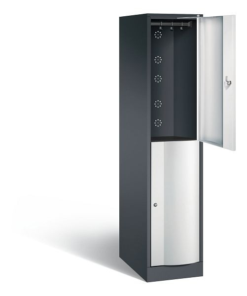 C+P locker dubbeldekker XL Resisto, H1950xW396xD640mm, kleur: zwartgrijs/lichtgrijs, 8270-173 S10014