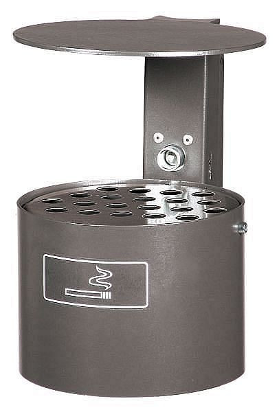 Renner ronde asbak met deksel, geschikt voor wand- en paalmontage, thermisch verzinkt en gepoedercoat, antracietgrijs, 7069-00PB 7016