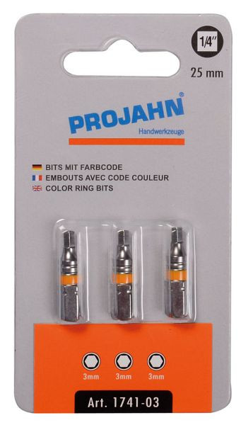 Projahn 1/4" gemarkeerde bit L25 mm binnenzeskant 3mm 3-pack, 1741-03