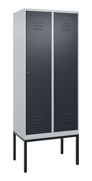 C+P luierkluis Classic PLUS met middenwand, frame, 2 vakken, 2120x800x500mm, 7035/7016, cilindersloten, 0800307-22F S10023