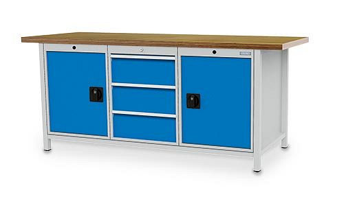 Bedrunka + Hirth box werkbank serie 2000 R18-24, 3x200mm, lade volledig uittrekbaar 100%, 2000 x 750 x 859 mm, 03.19.35V