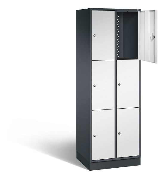 C+P lockerkast Intro, H1950xB620xD490mm, kleur: zwartgrijs/lichtgrijs, 8370-201 S10076