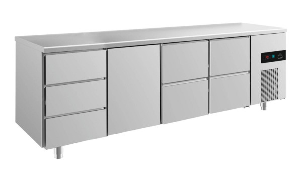 A&S Polarny koeltafel -2 tot +8°C met 1x deur midden links, 2x twee laden en 1x drie laden links, 2330 x 700 x 850 mm, KT4DTZZ