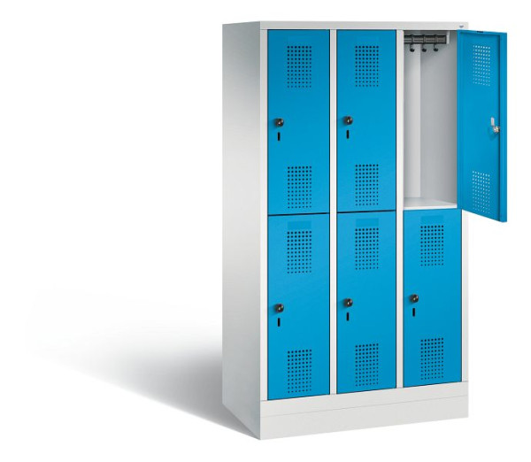 C+P schoollocker dubbeldekker Evolo, H1600xB900xD500mm, kleur: lichtgrijs/lichtblauw, 483206-30 S10064