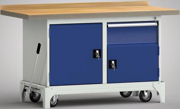 KLW mobiele standaard werkbank - 1500 x 700 x 866 mm L x B x H, WS782N-1500M40-E7064