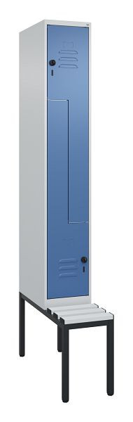 C+P Z-Spind Classic PLUS, met onderbank, 2 vakken, 2120x300x815mm, 7035/5023, draaigrendel, 0800537-102 S10035