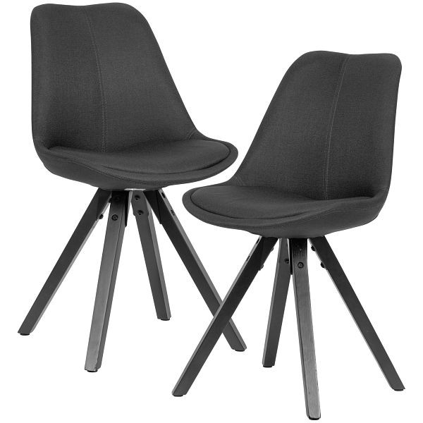 Wohnling set van 2 eetkamerstoelen antraciet met zwarte poten, Scandinavisch, met stoffen bekleding, gestoffeerd, WL6.122