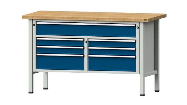 ANKE werkbanken kistwerkbank, model 258 V, 1500 x 700 x 890 mm, RAL 7035/5010, BMP 40 mm, 304.129