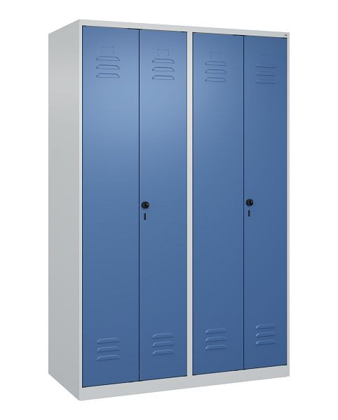C+P Umkleidespind Classic PLUS, Doppel-Spind, 4 Abteile, 1850x1200x500mm, 7035/5023, Drehriegel, 080002-40P S10012