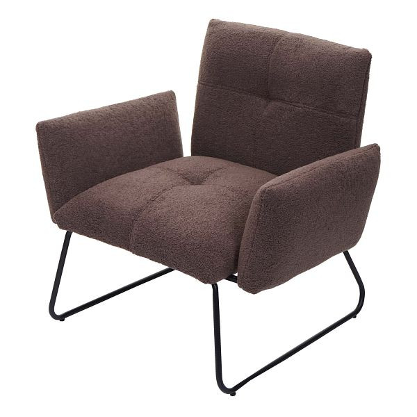 Mendler fauteuil HWC-K34, cocktailstoel, bouclé stof/textiel, bruin, 89667