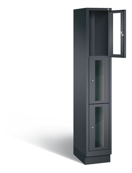 C+P lockerkast Classic, H1800xB320xD500mm, kleur: zwart-grijs, 8020A103 S10014