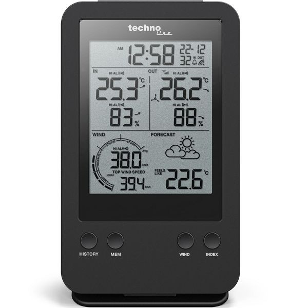 Technoline windmeter, DCF-77 radioklok met handmatige instelmogelijkheid, WS 9008