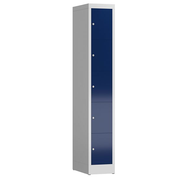 Lüllmann ClassiX lockerkast, 1 compartiment, 5 compartimenten, 1800 x 310 x 500 mm, lichtgrijs/gentiaanblauw, X-520511