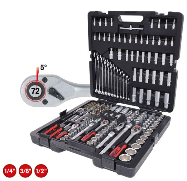 KS Tools 1/4"+3/8"+1/2" dopsleutelset, 216-delig, 917.0216