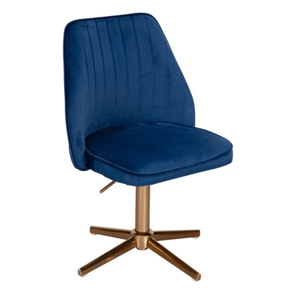 Wohnling Design Draaistoel Donkerblauw Fluweel Draaibaar zonder Wielen, WL6.304