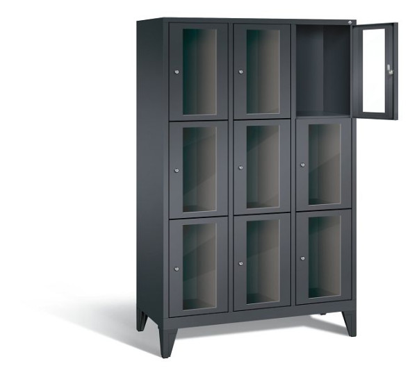 C+P lockerkast Classic, H1850xB1200xD500mm, kleur: zwart-grijs, 8010A323 S10014